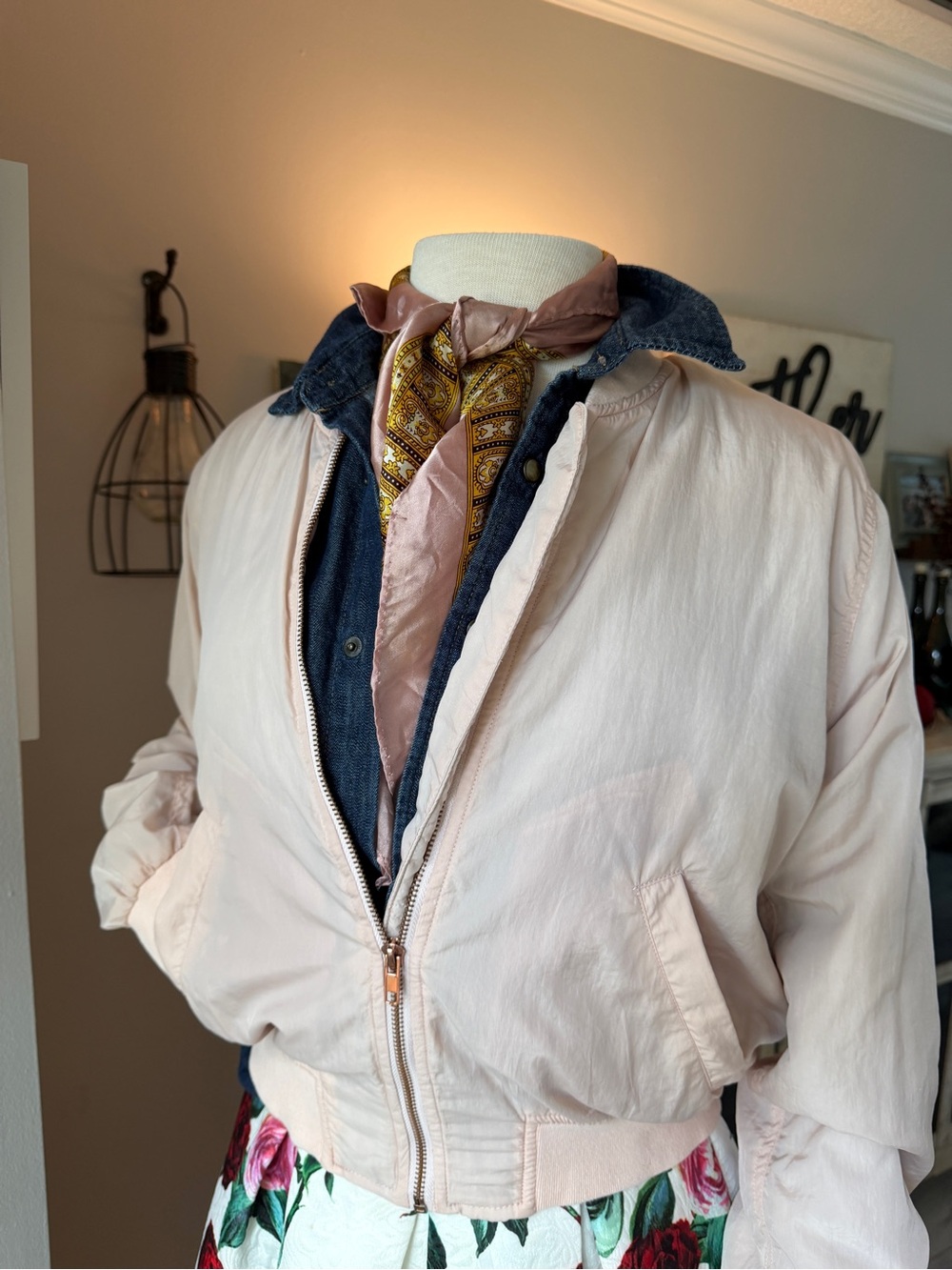 Kendall & Kylie Pale Pink Bomber Jacket